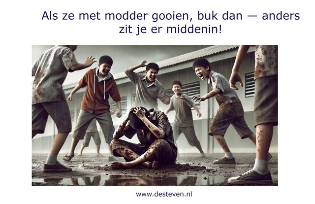 Wanneer ze met modder gooien moet je bukken, anders zit je eronder!