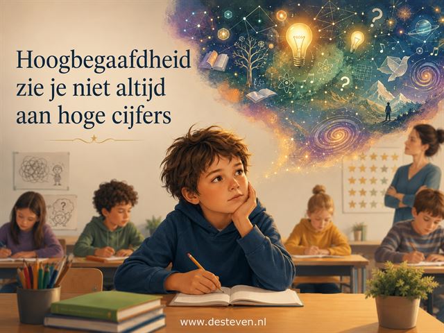 Hoogbegaafde kinderen halen niet altijd hoge cijfers
