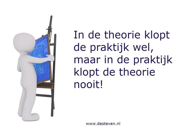 In de theorie klopt de praktijk wel, maar in de praktijk klopt de theorie nooit!
