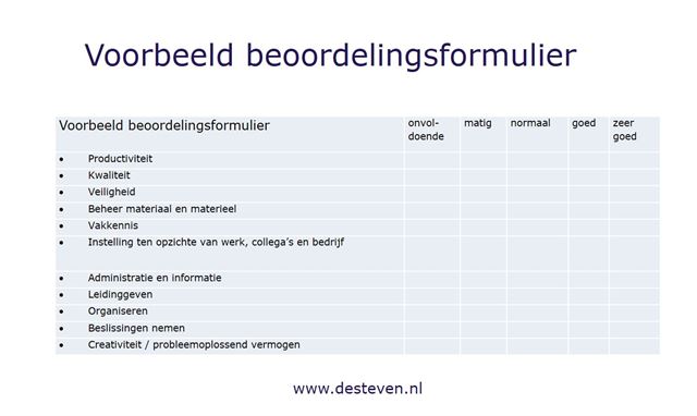 Aanklager perspectief Begrip Beoordelingsformulier voor beoordelingsgesprek: voorbeeld